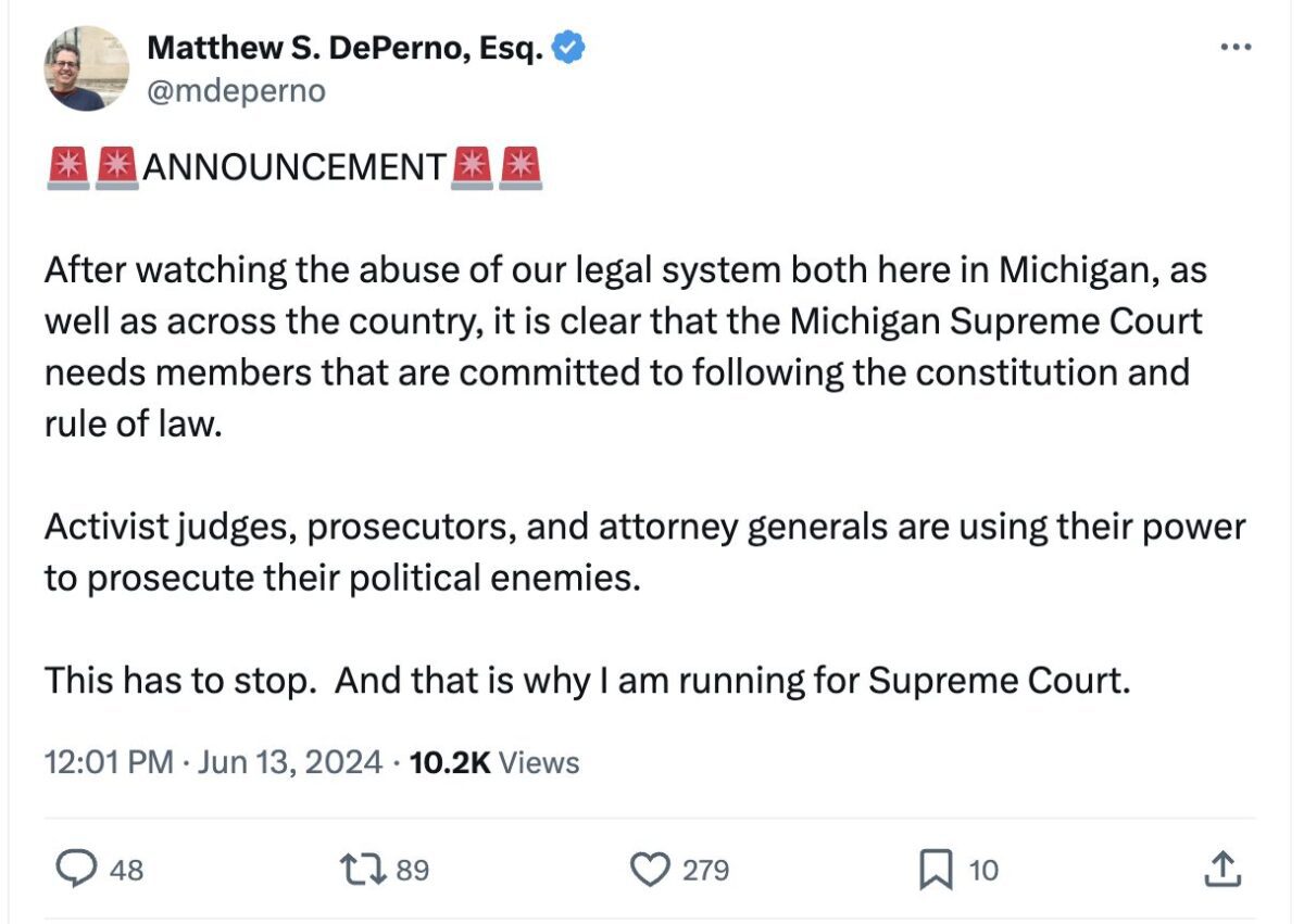 Election-denying conspiracy theorist runs for Michigan Supreme Court